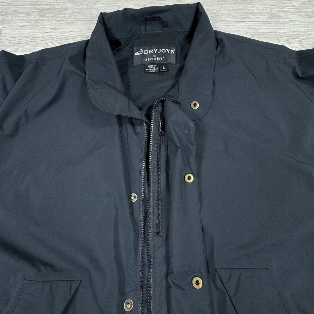 FootJoy Men's Jacket DryJoys Golf Rain Windbreaker Black Large‎ Zip Off Sleeves